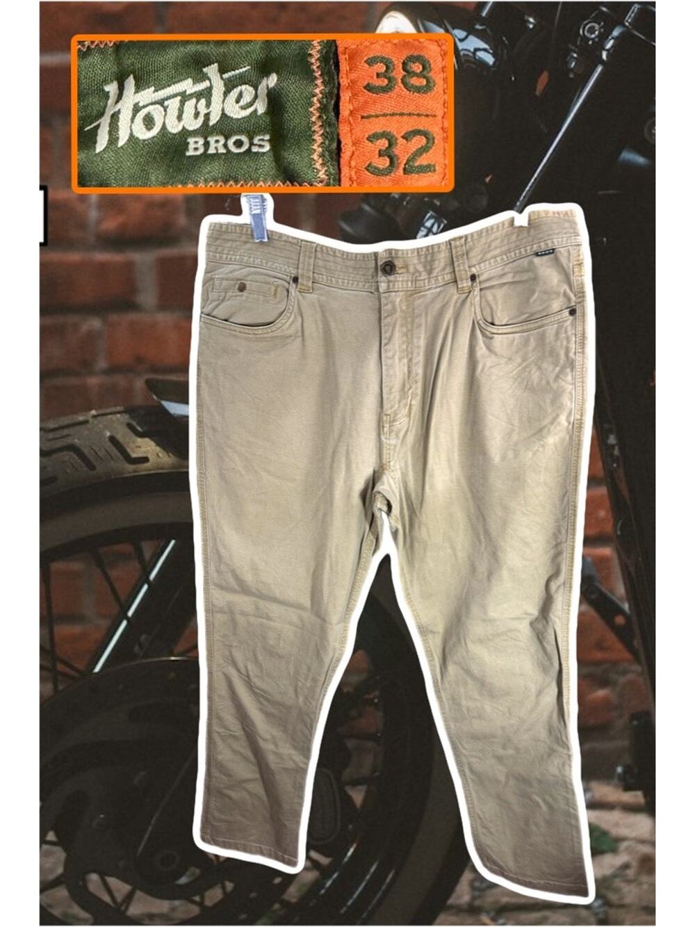 Howler Bros Chino Khaki Pants Mens 38 x 32 Tan Casual Outdoor